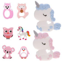 Load image into Gallery viewer, Unicorn Silicone Baby Teether Cartoon Animal BPA Free Rodents Teething Shower Gifts Koala Penguin Owl Fox For Kids