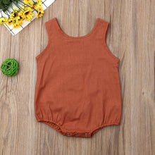 Load image into Gallery viewer, Modern Retro Summer Newborn Baby Girl / Boy Sleeveless Button Bodysuit Outfits Set Romper In elegant Deisgn