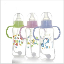 Load image into Gallery viewer, Unisex Baby 150/280ml Wide Mouth Soft Silicone Cover Straw Drinking Milk Bottle For Newborn Nursing Product With Handle