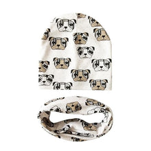 Load image into Gallery viewer, Modern Children Girls Cartoon Sheep Printing Cotton Hat and Scarf Animal Pattern Kids Caps Baby Beanie