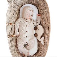 Load image into Gallery viewer, Handmade Girls Romper Knitted Newborn Baby Clothes Romper With Hat Infant Toddler Jumpsuit For Boys And Girls Warm Jumpsuit For Winter