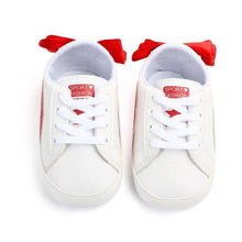 Load image into Gallery viewer, Baby Boy Girl Classic Sports Sneakers Newborn PU Leather Non-slip First Walkers With Bow Infant Toddler Soft Shoes