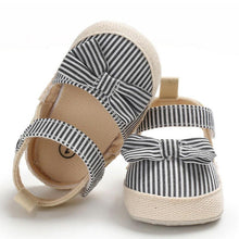 Load image into Gallery viewer, Newborn Infant Baby Summer Shoes Soft Crib Shoes Infants Anti-slip Striped Bowknot Pre Walker Sandals