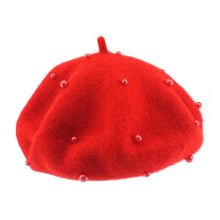 Load image into Gallery viewer, Modern Art Wool Baby Hat with Pearls Cat Candy Color Retro Baby Girl Cap Kids Beret Hats for Girls