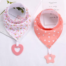 Load image into Gallery viewer, 100% Organic Cotton Super Absorbent And Soft Unisex Baby Bandana Drool Bibs And Teething Toys For Newborn