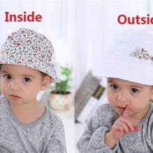 Load image into Gallery viewer, Modern Baby Girls Sun Hat Cotton Baby Hat Kids Child Cap Bowknot Flower Print Bucket Hat Double Sided