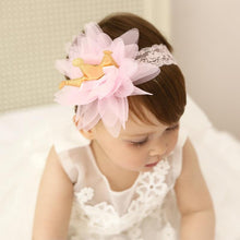 Load image into Gallery viewer, New Pink And Beige Crown Flowers Hairbands Girls Headbands Elastic Hair Band Kids Hair Accessories For Baby Girls