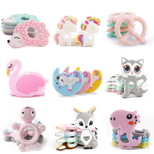 Load image into Gallery viewer, Silicone Teethers Food Grade Tiny Rod Teething Baby Shower Gifts Cartoon Animals Teether Let's Make 1pc