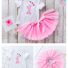 Load image into Gallery viewer, 2 Year Girl Baby Birthday Dress For Birthday Girl Party - 3 Piece Infant Clothing Luxury Set For Birthdays For Girls