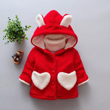 Load image into Gallery viewer, Baby Girls Winter Coats Newborn Baby Thick Velvet Outerwear For Toddler Hoodies For Girls With Heart Print Design For Girls And Babies