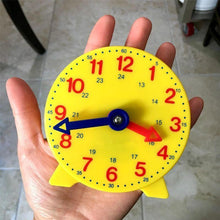 Load image into Gallery viewer, Montessori Student Learning Clock Time Teacher Gear Clock 4 Inch 12/24 Hour Plastic Mini Geared Clock, Learning Clock Classroom Kit, Clock for Kids Learning to Tell Time, Yellow Practice Clock for Kids, Teaching Clock, School Supplies