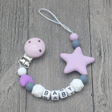 Load image into Gallery viewer, Personalized Name Handmade Pacifier Clips Holder Chain Silicone Pacifier Chains Baby Teether Teething Chain For Baby and Kids