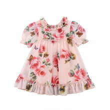 Load image into Gallery viewer, Cute Baby Girls Dress with Flower Puff Sleeves A -line Dress For Baby Girls for Holiday Party