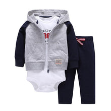 Load image into Gallery viewer, Modern Popular New Set Baby Cotton Long Sleeve Hooded Jacket Pant And Rompers For Newborn Outfits Unisex Clothing
