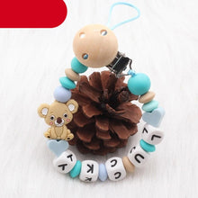 Load image into Gallery viewer, Modern Handmade Personalized Name Baby Pacifier Clips Silicone Pacifier Chain Wood Pacifier Holders For Pacifier For Baby Kids