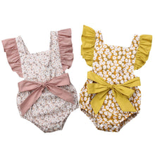 Load image into Gallery viewer, Luxury Modern Toddler Baby Girls Ruffles Romper Infant Newborn Baby Bow Jumpsuit Summer Flower Baby Girls Clothes Baby Costumes