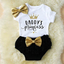 Load image into Gallery viewer, 3PCS Cute Newborn Baby Girl Outfits Clothes Tops Bodysuit Shorts Pants Set For Girls WIth Print Dadys Princess