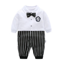 Load image into Gallery viewer, Modern Printed Jumpsuits Gentleman Autumn Long Sleeves Rompers Cotton Baby Clothes for Boys and Girls Outfits Style