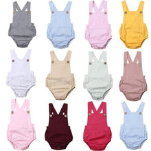 Load image into Gallery viewer, Newborn Infant Baby Boy/Girl Bodysuit Summer Button Jumpsuit Striped Casual Sleeveless Backless Solid Outfits Clothes for Girls