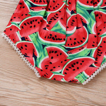 Load image into Gallery viewer, 2PCS Newborn Baby Girl Watermelon Summer Cute Bodysuit Jumpsuit Outfit WIth Bow For Girls