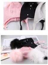 Load image into Gallery viewer, Beautiful Newborn Cute Pearl Winter Warm Knit Pompom Hats Infant Kids Soft Hat For Baby Boy And Girls