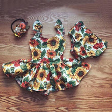 Load image into Gallery viewer, Newborn Baby Girls Outfits with Sunflower Top Dress Bottoms Bow Back Dress For Baby Girls