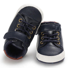 Load image into Gallery viewer, Newborn PU Leather Shoes Winter Fashion Baby Soft Sole Canvas Sneakers 0-12 Months Baby Boy And Girl