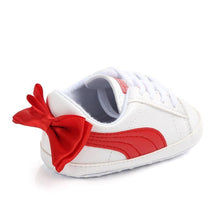 Load image into Gallery viewer, Baby Boy Girl Classic Sports Sneakers Newborn PU Leather Non-slip First Walkers With Bow Infant Toddler Soft Shoes