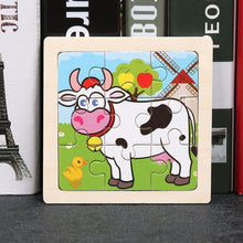 Load image into Gallery viewer, 10pcs Of Wood Puzzle Baby Young Children Early Lessons Learned Intelligence Cartoon Animal Puzzle Wooden Toys Education Puzzles