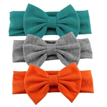 Load image into Gallery viewer, Cotton Elastic Newborn Baby Girls Solid Color Headband Bowknot Hair Band Children Infant Headband Bow for kids