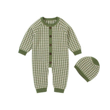Load image into Gallery viewer, Knitted Newborn Baby Clothes Cotton Baby Romper With Plaid Hat Infant Toddler Jumpsuit For Girls And Boys