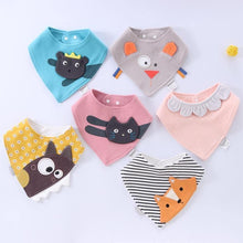 Load image into Gallery viewer, Baby Bibs Waterproof Triangle Cotton Cartoon Child Dribble Bibs Newborn Absorbent Cloth Bib for Kids in Cat Design