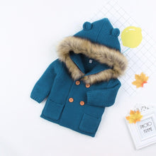 Load image into Gallery viewer, Modern Winter Warm Knit Cardigan Long Sleeve Hooded Sweaters for Newborn Infant Jacket And Coat Combination Clotes