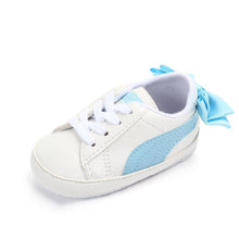 Load image into Gallery viewer, Baby Boy Girl Classic Sports Sneakers Newborn PU Leather Non-slip First Walkers With Bow Infant Toddler Soft Shoes
