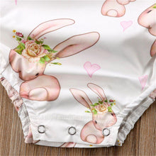 Load image into Gallery viewer, Modern Luxury Baby Girls Bunny Floral Off shoulder Romper Jumpsuit Outfits For Baby Girl