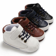 Load image into Gallery viewer, Newborn PU Leather Shoes Winter Fashion Baby Soft Sole Canvas Sneakers 0-12 Months Baby Boy And Girl
