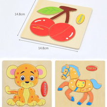 Load image into Gallery viewer, Wooden 3D Stevvex Modern Interesting Baby Learning Puzzles for Children Cartoon Animal Fruit Puzzles Intelligence Kids Children Educational Toy