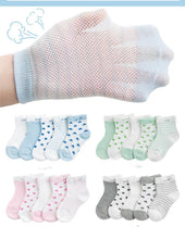 Load image into Gallery viewer, 5 Pairs Pack Children's Summer Mesh Socks Ultra-thin Breathable With Stars Moon Print For Boys And Girls
