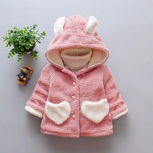 Load image into Gallery viewer, Baby Girls Winter Coats Newborn Baby Thick Velvet Outerwear For Toddler Hoodies For Girls With Heart Print Design For Girls And Babies