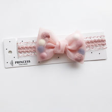 Load image into Gallery viewer, Luxury Modern Pearl Handmade Baby Girls Bowknot Crown Headband Lace Elastic Hair Band Bow For Girls Baby