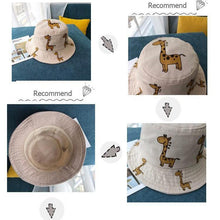 Load image into Gallery viewer, Modern Children's Bucket Hats Cartoon giraffe Sun Hat Girls Boys Outdoor Beach Hat Camping Fishing Cap For Girls and Boys