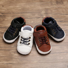Load image into Gallery viewer, Newborn PU Leather Shoes Winter Fashion Baby Soft Sole Canvas Sneakers 0-12 Months Baby Boy And Girl