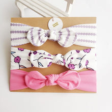 Load image into Gallery viewer, 3PCS Set Baby Headband Girls Hair Accessories Cotton Rabbit Ear Turban Bow Elastic Hairband For Baby Girls
