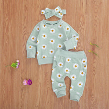 Load image into Gallery viewer, Newborn Baby Girl Two Pieces Set Long Sleeve Top Pant Headband Clothing Sets Perfect Gift For Kids