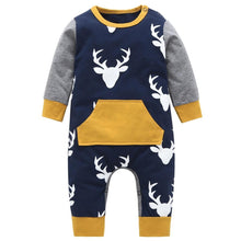 Load image into Gallery viewer, Baby Boy Rompers Long Sleeve Deer Head Infant Newborn Jumpsuit Outfits For Girls and Boys Pajamas