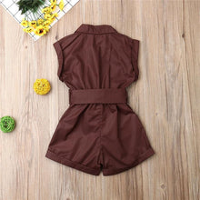 Load image into Gallery viewer, Baby Girls Clothes Sleeveless Turn-down Collar One-Pieces Romper Solid Color Girls Jumpsuit Dress for Girls