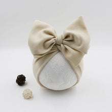 Load image into Gallery viewer, Handamde Elegant Baby Hats for Girls Big Bow Turban Hat Newborn Baby Beanie Cap Solid Color Style