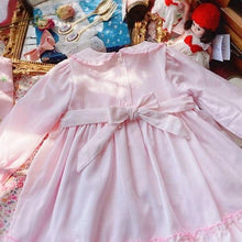 Load image into Gallery viewer, Handmade Luxury Interesting Baby Girl Spring Autumn Long Sleeve Pink Handmade Smoking Dress