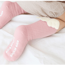 Load image into Gallery viewer, Luxury Modern Socks Baby Girls Knee High Socks With Angel wing Summer Autumn Cotton Socks Solid Candy Color Toddler For Kids