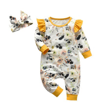 Load image into Gallery viewer, Newborn Clothes Baby Girls Romper Hearts Print Cotton Long Sleeve Jumpsuit and Headband Set